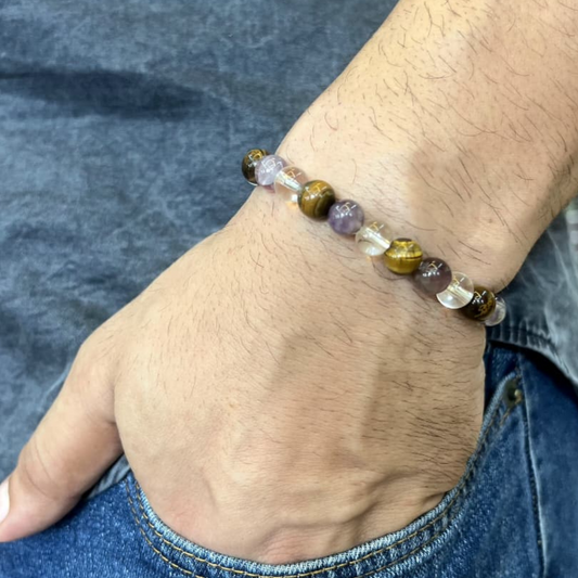 Amethyst & Tiger Eye Bracelet | Free 5 Mukhi Rudraksha