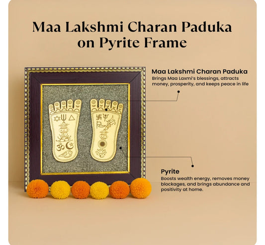 Maa Lakshmi Charan Paduka on Pyrite Frame