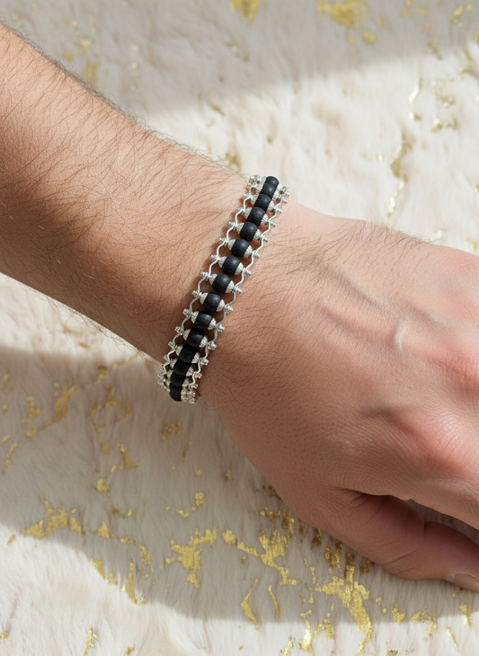 Karungali (Ebony Wood) Bracelet, Silver Plated – Positive Energy & Protection