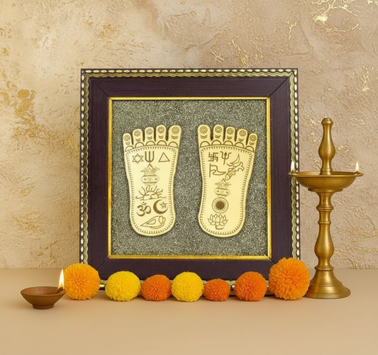 Maa Lakshmi Charan Paduka on Pyrite Frame