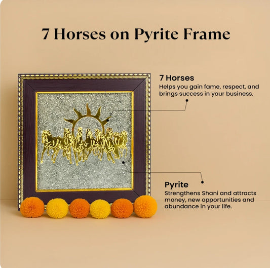 7 Horses on Raw Pyrite Frame - (Accelerate Career Growth & Attract Wealth)