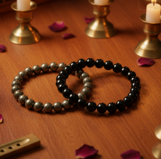 Richie Rich Combo (Pyrite bracelet + Black Obsidian Bracelet)